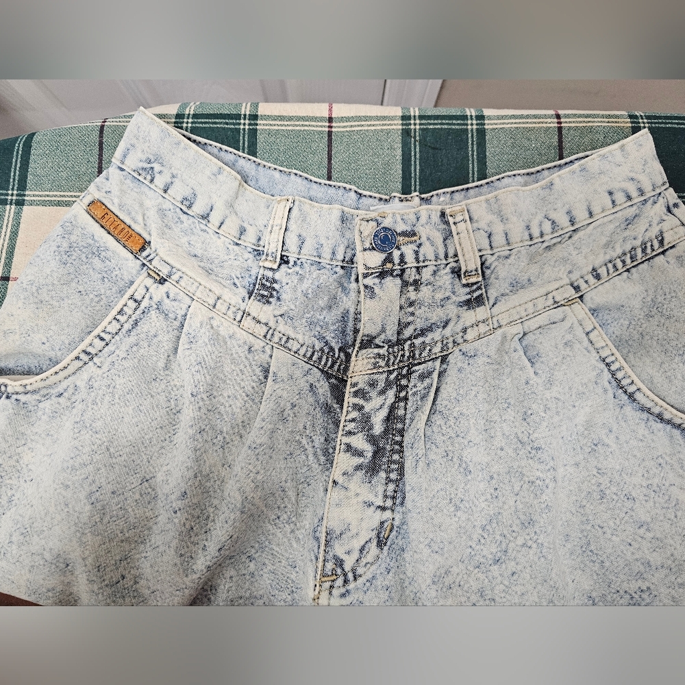 Vintage 80s P.S. Gitano Acid Wash Pleated High Rise Mom Jeans - Size 12 Short - Picture 6 of 12